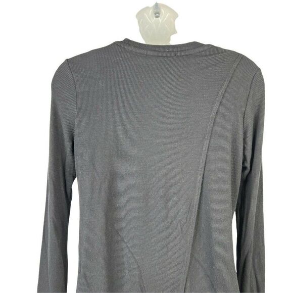Marine Layer Tinley Tulip Open Back Top Womens Small Black Rib Knit Long Sleeves - Picture 6 of 12